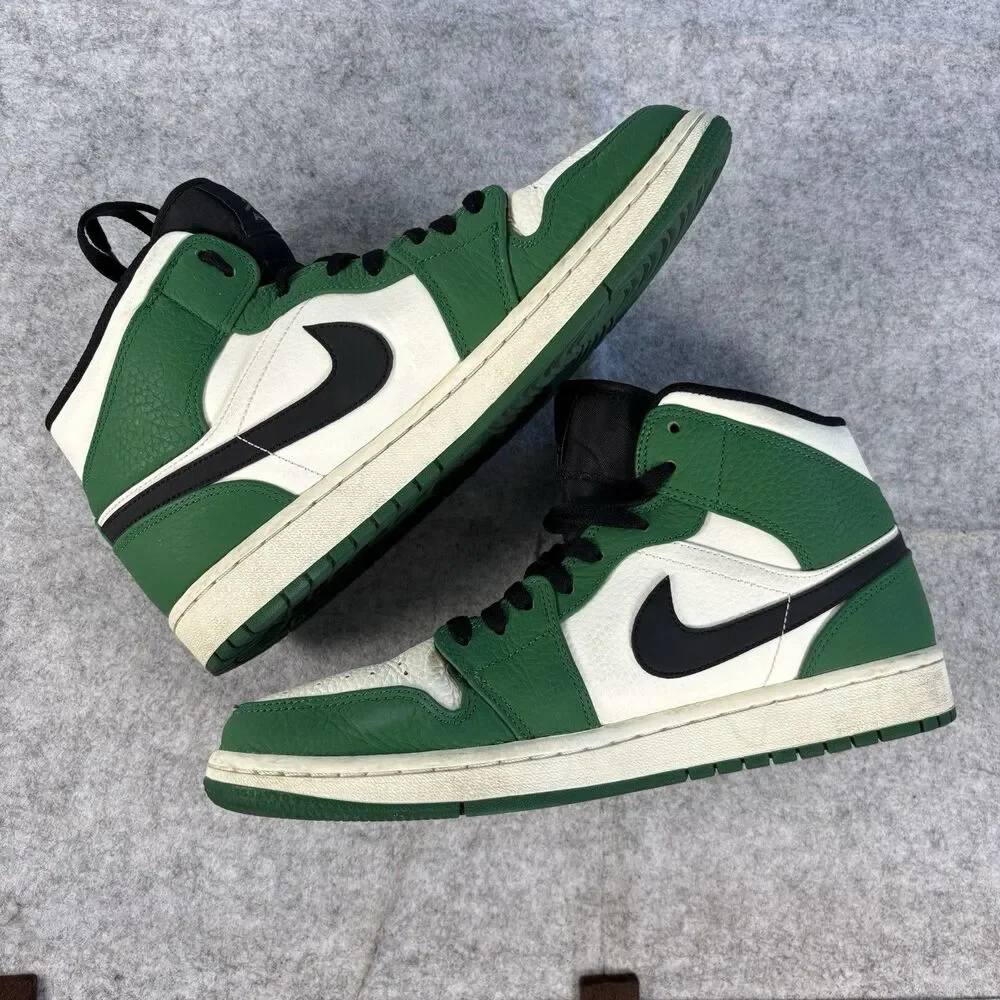 852542-301 - Mens 10 / Womens 11.5 Nike Air Jordan 1 Mid SE Pine Green Sneakers